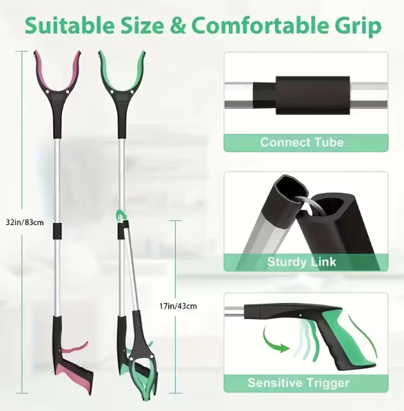 32" Heavy-Duty Steel Folding Trash Picker