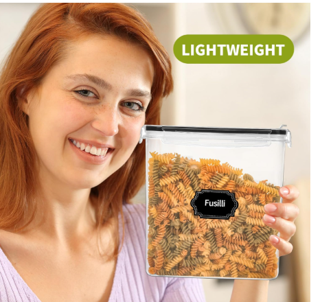 4-Piece Set: Airtight Cereal Storage Containers with Pour Spouts & Measuring Cup