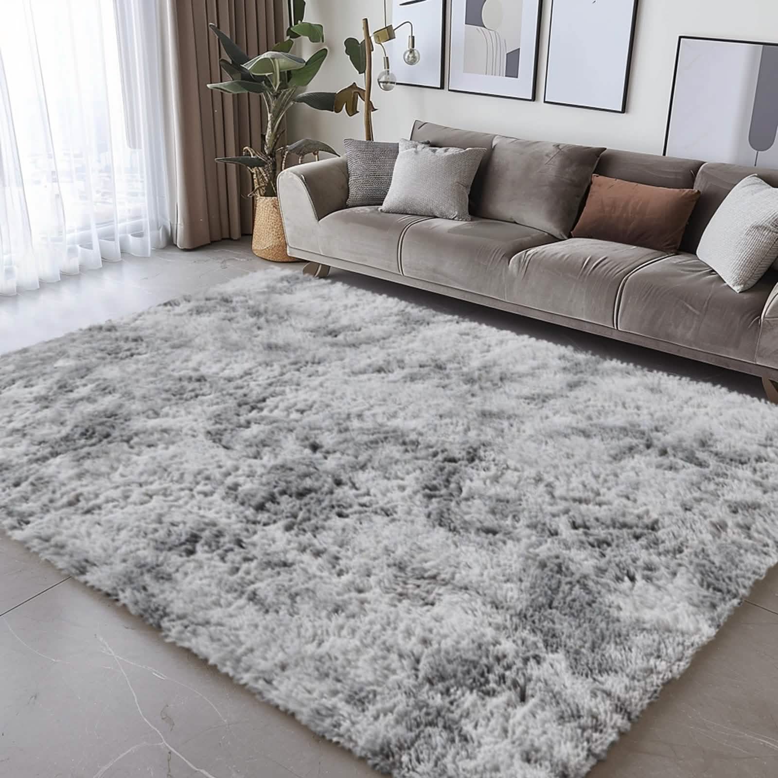Light Gray Shaggy Area Rug
