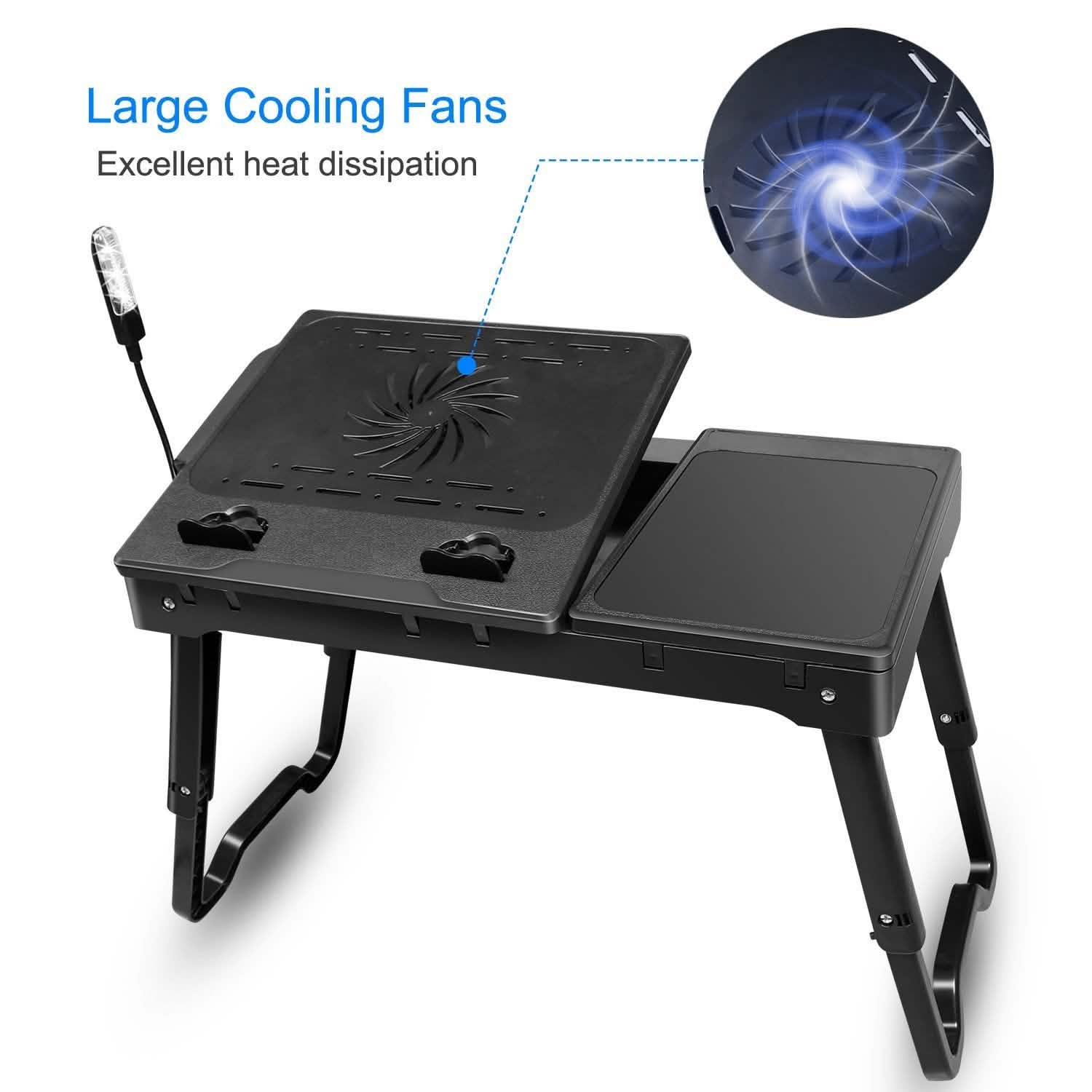 Foldable Laptop Desk with Cooling Fan & Mouse Pad